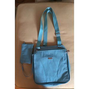 baggallini Crossbody Travel Bag Purse Blue Green Nylon Flap iPad,Wallet
